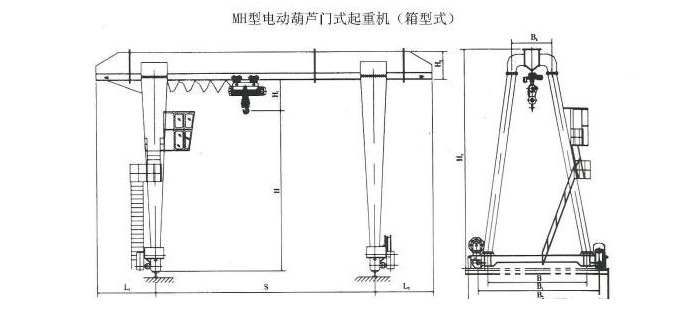 10吨MH型单梁门式蜜桃视频APP成人机结构图