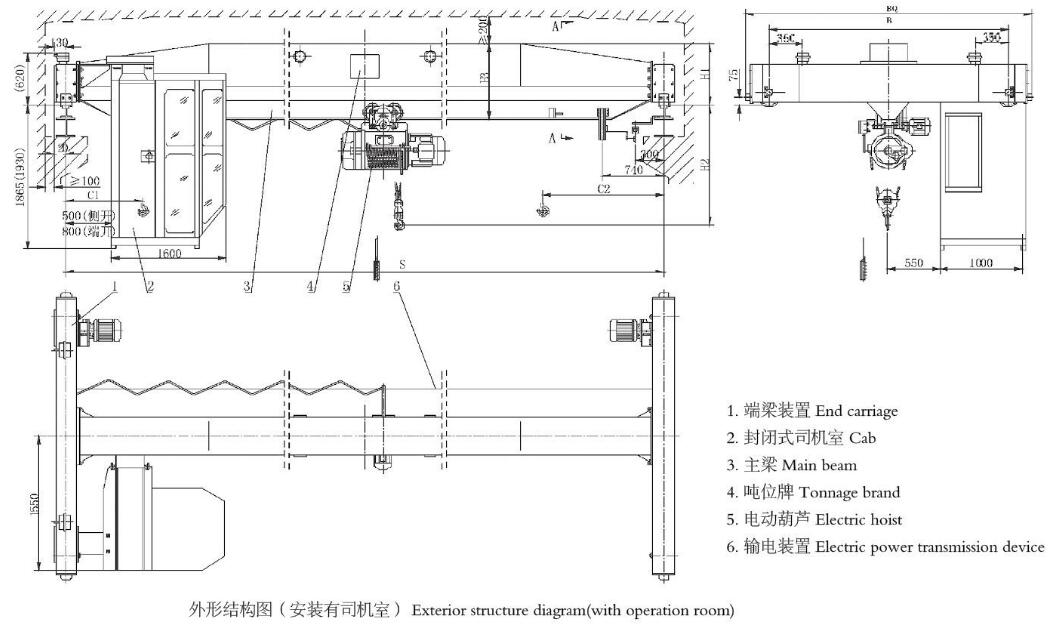 LDA型电动单梁桥式蜜桃视频APP成人机结构图